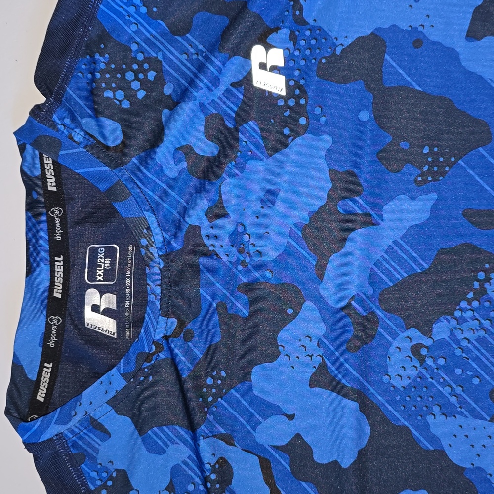 Russell Boys Dri-Power 360 Blue Camo Short Sleeve Tee XXL (18) - Picture 4 of 6